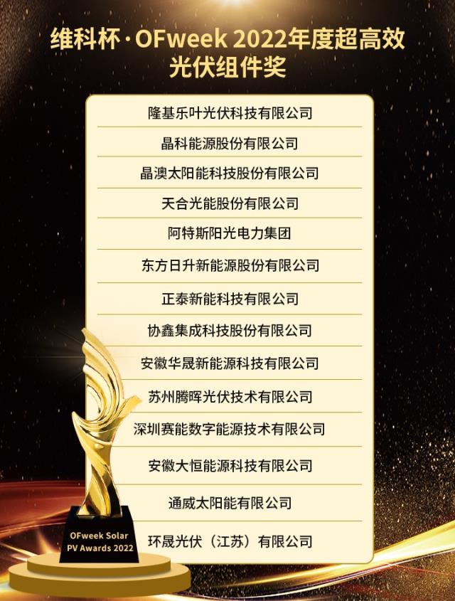 維科杯·OFweek 2022年度光伏行業獲獎名單出爐！