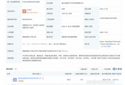 金盤科技于海口投資設立光伏發電公司，經營范圍含蔬菜種植