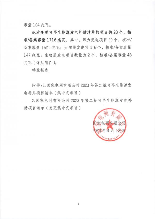 重磅!1284MW!2023年第二批可再生能源補貼項目清單下發