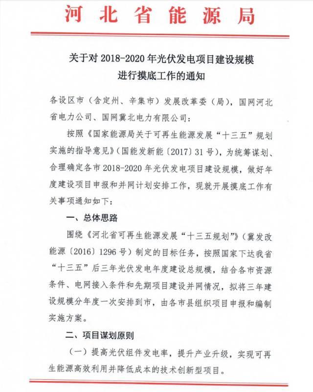 河北開始上報2018年項目名單，分配2019、2020年各地級市規模