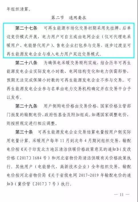 谷段輸配電價半價、采暖季取消目錄電價，京津唐電網冀北可再生能源市場化交易規則試行文件出臺