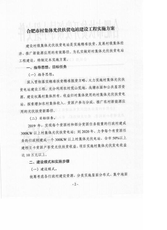 安徽合肥印發(fā)村集體光伏扶貧電站建設(shè)工程實(shí)施方案